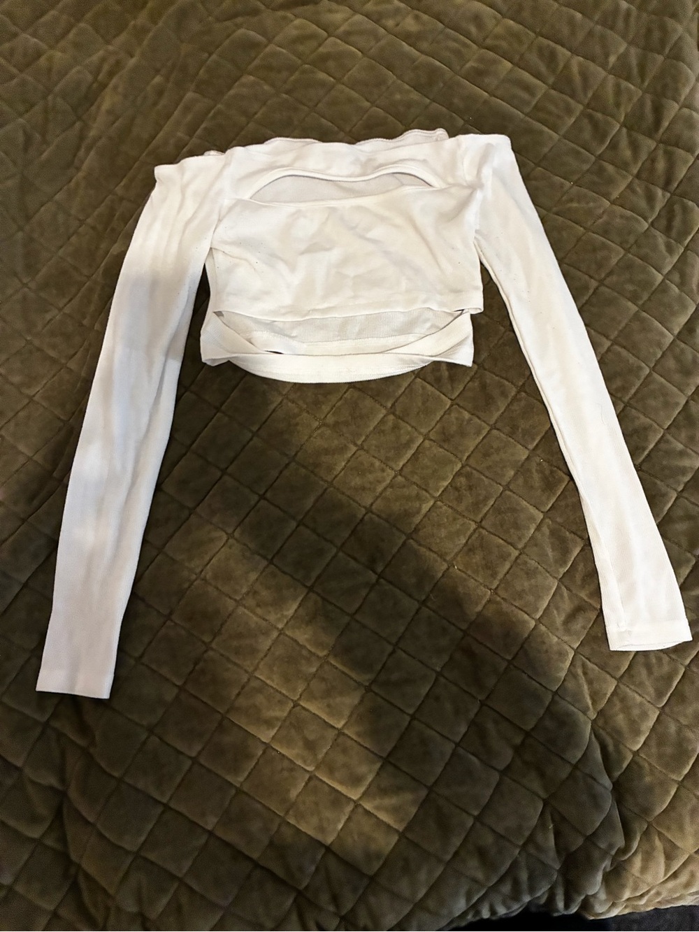 White Long-Sleeve Off-Shoulder Crop Top